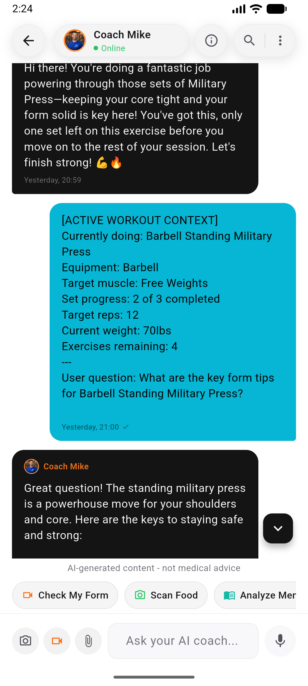 Zealova AI workout plan dashboard on Android